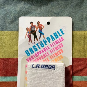 LA Gear unstoppable digital sport watch vintage 90s on wrist sweat band for exercise running cycling in original package 80s fitness image 3