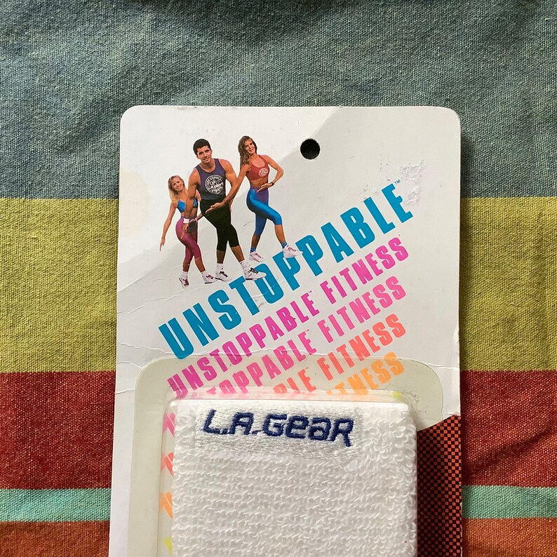 LA Gear unstoppable digital sport watch vintage 90s on wrist sweat band for exercise running cycling in original package 80s fitness image 3