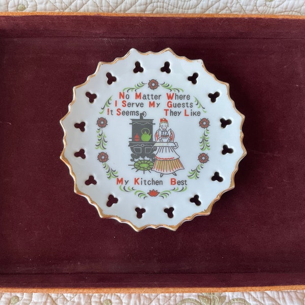 Assiette décorative, peu importe où je me sers, les invités qu'ils aiment la cuisine, bord percé, porcelaine du Japon, blague drôle, ornement mural de plat