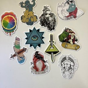 Adesivos de vinil para skatistas - pacote com 10 adesivos legais em pvc para usar em seu laptop, bicicleta, capacete, guitarra ou skate. Olho que tudo vê, Papai Noel
