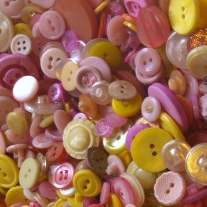 Pink Buttons lot, 100 vintage and new, valentines love, kids crafts sewing and art, hot pink button collection play sort count learning toy image 5