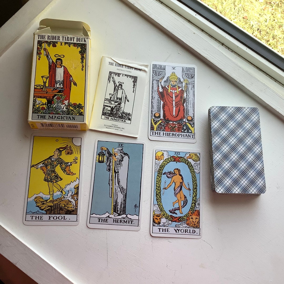 Rider Waite Tarot Cards Deck Plaid Blue Backs 90s Reprint - Etsy