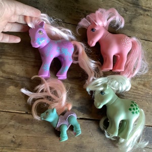 G1 My little Pony toys vintage 80s collectible ponies Cotton Candy FlowerBelle Flower Fantasy Clover Shamrock mint Baby Tippy Toes Ballerina