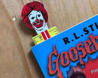 Ronald McDonald’s happy meal toy 1986 1990s plastic bookmark ruler smiling clown face ephemera freebie collectible 80s 90s kid nostalgia