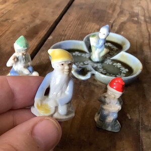 Rare wade whimsies leprechaun CHOOSE ONE of 3 stamped made in Ireland cobbler gnomes red yellow blue hat vintage image 4