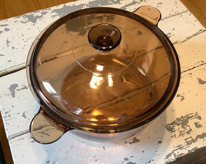 Visions Corning Usa Amber 4.5L Stock Pot With Pyrex Lid, 5 Quart Dutch