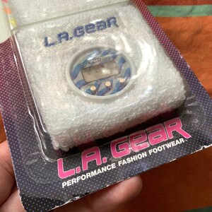 LA Gear unstoppable digital sport watch vintage 90s on wrist sweat band for exercise running cycling in original package 80s fitness image 6