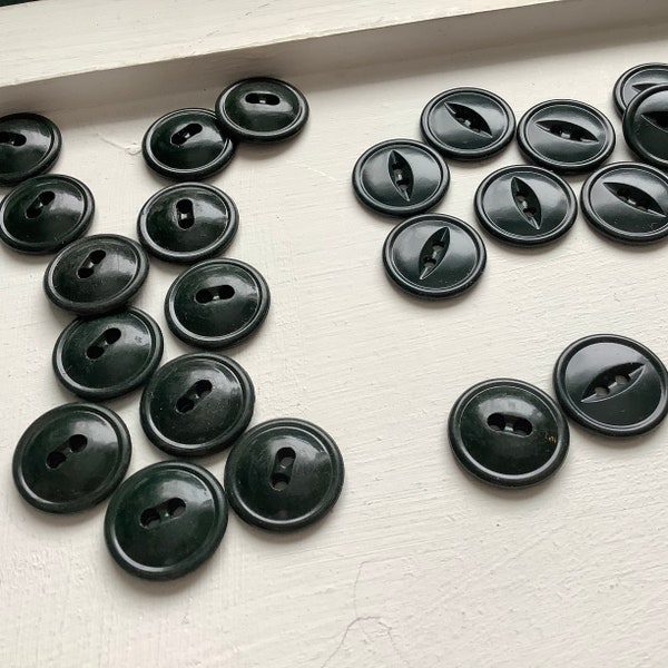 green black colt shirt buttons set 12 medium glossy matching vintage heavy plastic knitting sweater purse craft 1960s nos collect fish eye