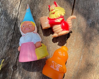 Vintage 1970s 1980s figura de pvc elegir un Thunder cats snarf lápiz soporte de paja David gnome Lisa Barbapapa 1979 regalo naranja para gen x papá