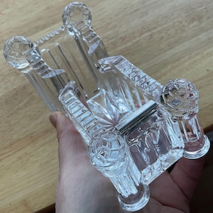 Tejphållare i 24 % blykristall, tejphållare för skrivbord, klar, pressad, fasetterad design, elegant skrivbordsinredning, kontorspresent, INGEN SPOLE