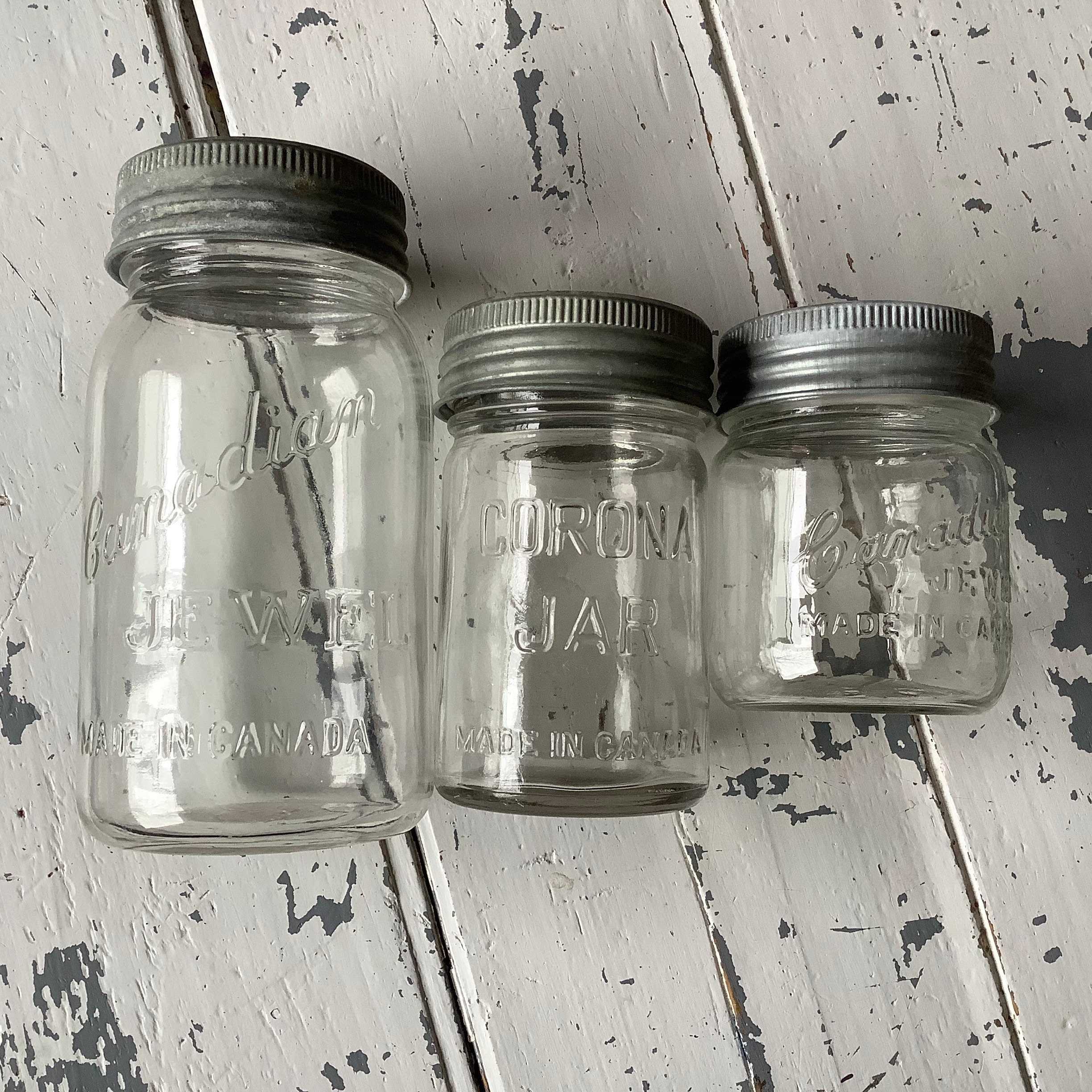 Graduated Clear Bubble Glass Jars with Glass Lids - Ruby Lane