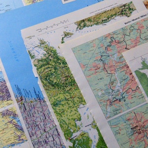 Lot de cartes d'atlas vintage, 17 pages pour collage artisanal de journaux, livre de colle, scrapbooking, paquet de papier, plier des enveloppes, faire des cartes