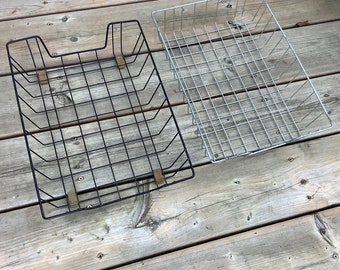 Industrial vintage wire desk tray, basket for holding papers and mail, inbound or outbound letter size holder, 50s 60s mad men office decor