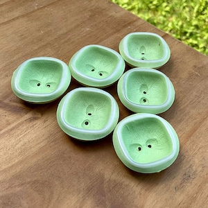 Lime green sweater buttons set 6 med concave cup matching 30mm vintage plastic bright color knitting sweater purse craft 1960s nos