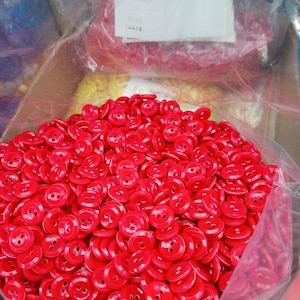 Small Red buttons, 300, 500 1000 all the same, bulk craft supplies vintage new old stock sewing and button art hoard play display dead stock