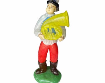 Figura de vidro artístico, vintage, zelezny brod, sklo, zbs, vidro fino, escola, músico, estatueta, homem feliz, chifre, rosto bobo, soprado, puxado, lampwork