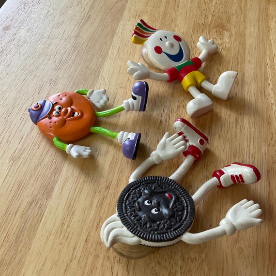 Vintage Oreo Chips Ahoy Orange Julius Bendy Toy Figures Two With