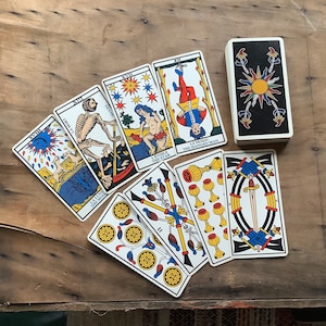 Carta de reemplazo de tarot simple Tarot de Marsella Grimaud Francia 1963 1977 baraja de cartas de la fortuna, para reemplazar perdida o dañada