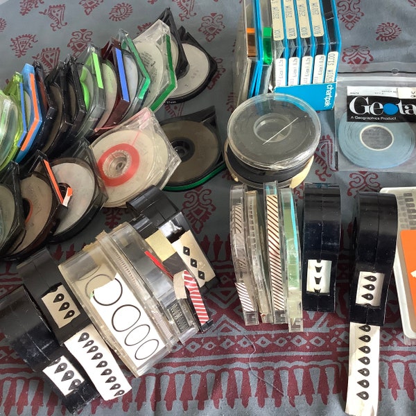 Graphic tape huge lot of 57 mixed type geotape bishop chart pak design crepe black blue green red orange flex matte transparent