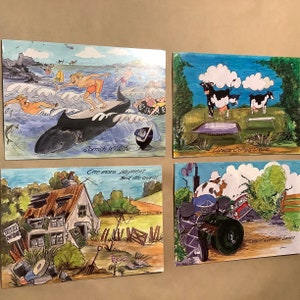 Grappige ansichtkaarten veel, Cornish grappen, Britse humor, ongebruikte ansichtkaarten veel voor postcrossing, brieven schrijven of verzamelen, John Hinde Jen