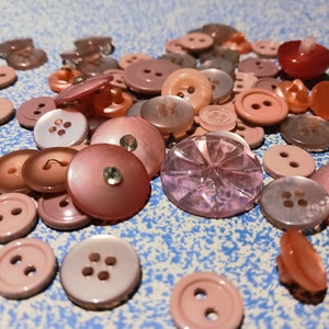 Pink Buttons lot, 100 vintage and new, valentines love, kids crafts sewing and art, hot pink button collection play sort count learning toy image 2