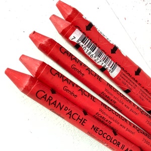 Caran D'Ache dache classic neocolor 2 II akwarela rozpuszczalne w wodzie pastele woskowe zestaw 5 pojedynczych kredek w pudełku Scarlet Red akwarele
