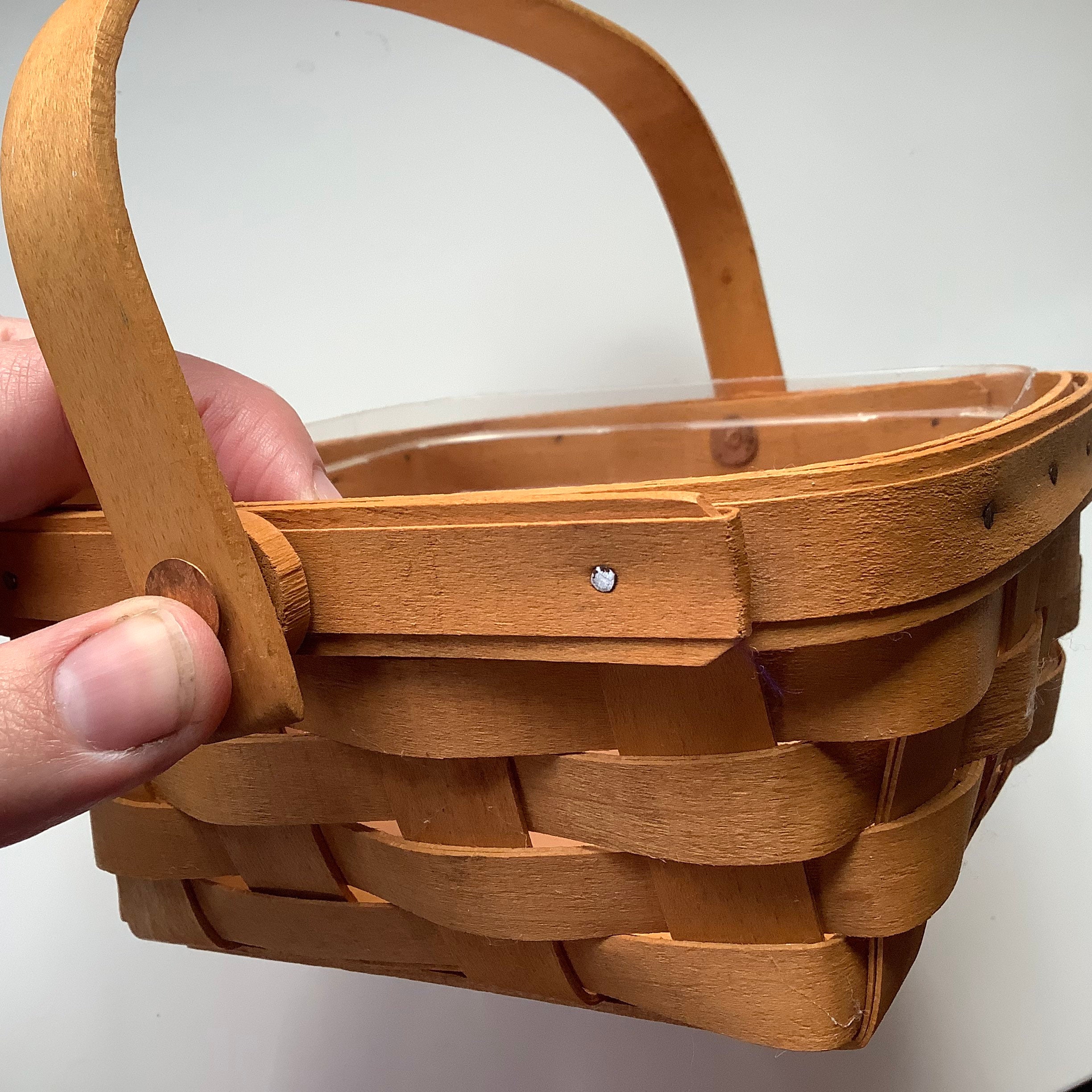 Longaberger Square Basket & Plastic Liner Small Wood Berry Etsy