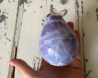 Vintage handmade glass egg ornament purple mauve lavender Easter dinosaur dragon egg hanging sun catcher gift for girlfriend sister wife fan