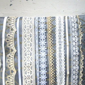 Vintage white lace sampler, mixed pack of 12 pieces of vintage lace, ribbon, trim, 24 each piece, destash sewing scrapbook art trim image 3