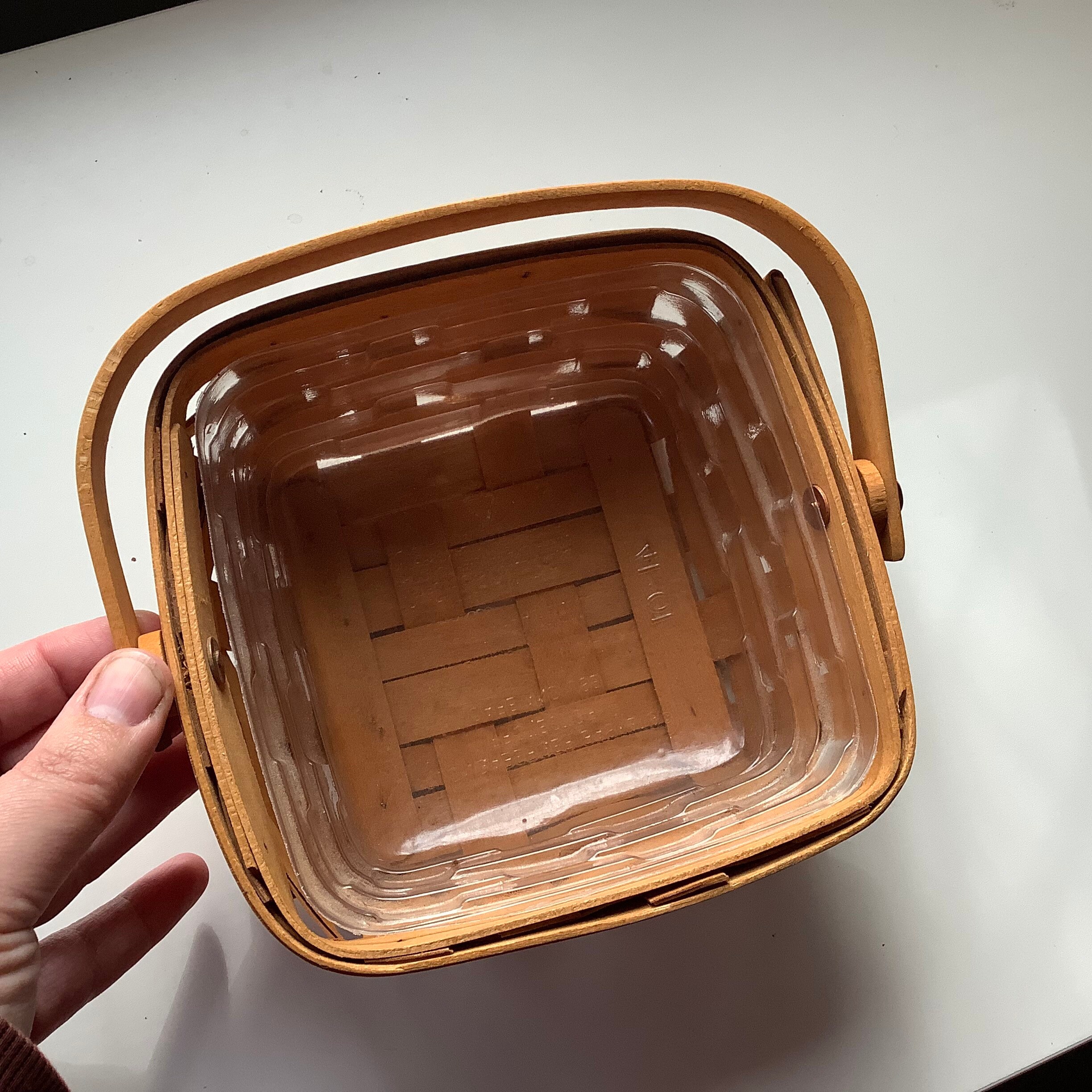 Longaberger Square Basket & Plastic Liner Small Wood Berry Etsy