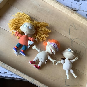 vintage 1997 rugrats toys Angelica Pickles Tommy Chuckie glasses orange hair baby soft body plastic head lot of 3 dolls