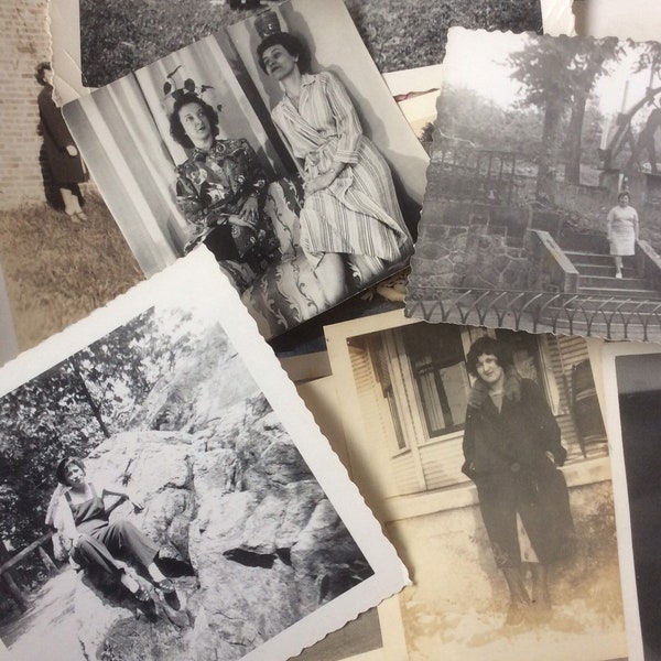 Old photos of women 20 vintage photographs mixed mystery lot 1940s 1950s 60s 70s black & white for scrapbooks, art, collage, frame display