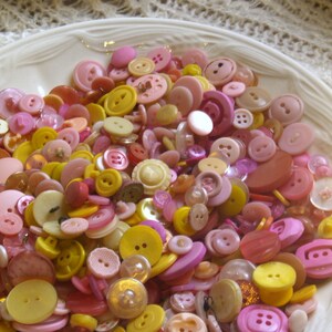 Pink Buttons lot, 100 vintage and new, valentines love, kids crafts sewing and art, hot pink button collection play sort count learning toy image 8