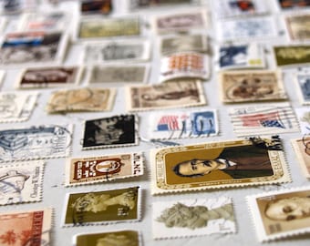 Neutral stamps 100 mixed brown black grey postage stamps lot of crafting collage travel art scrapbook embelisment old stamps canada england