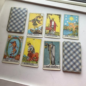 Carte de remplacement de tarot utilisée seul Rider Waite 1971 systèmes de jeux américains à carreaux bleus classiques remplacer perdu endommagé pour artisanat sorts cadeau d'autel