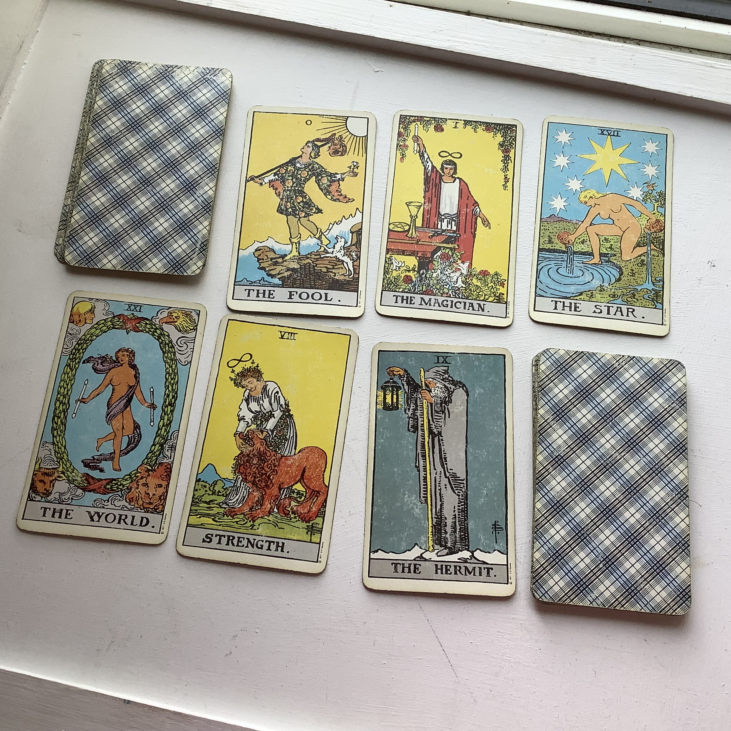 Tarot replacement card USED single Rider Waite 1971 US games systems classic blue plaid replace lost damaged for crafts spells altar gift