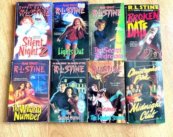 Angst Strasse Horror Bücher wähle ein 80er 1990er Jahre R.L. Stine gruselige Bücher für Teenies Jugend Hecht Roman Stille Nacht falsche Zahl kaputt Datum zweite