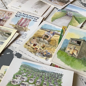 Gezonde ansichtkaarten voor grapjes, willekeurig lot 10 van J Arthur Dixon-stripkaarten, postcrossing van ongebruikte, ongeschreven brieven, illustratie verzamelen