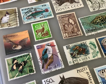 Animal stamps 20 vintage postage lot for cards and invitations, crafting