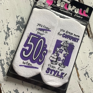 Vintage joke socks Solefull Greeting Tube Socks Birthday 50s funny Gag Gift in original package 90s boomer humour