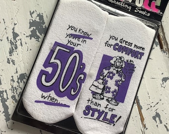 Vintage joke socks Solefull Greeting Tube Socks Birthday 50s funny Gag Gift in original package 90s boomer humour