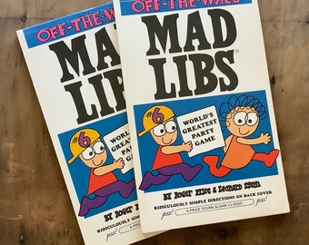 Vintage Mad libs booklets party games, off the wall 6, goofy 5, sooper dooper 3, unused book for sleepovers or office party