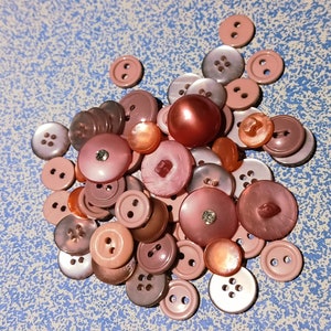Pink Buttons lot, 100 vintage and new, valentines love, kids crafts sewing and art, hot pink button collection play sort count learning toy image 1