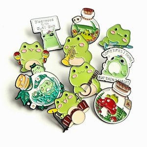 Frog Enamel Pin Set, Hard Enamel Lapel Badge, Animal Lover Gift