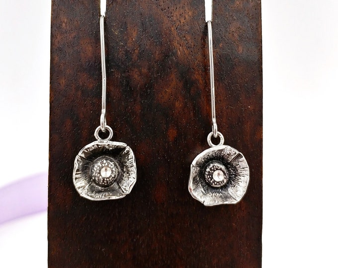 Long hanging Poppy Flower Earrings
