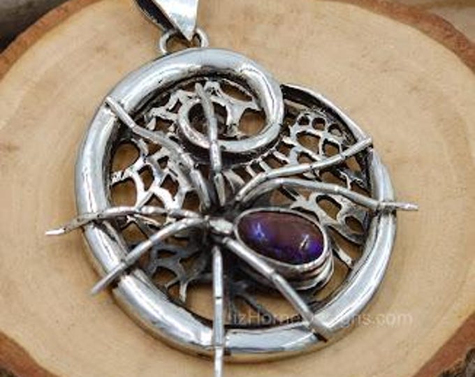 Spider Pendant with Fire Agate