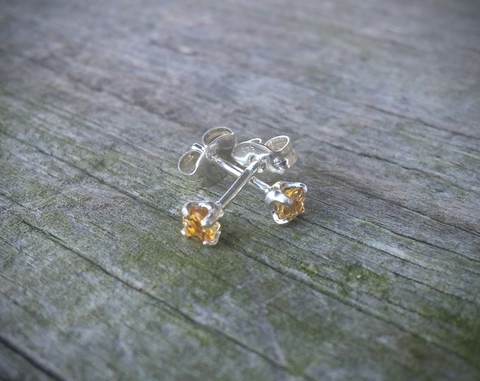 Silver Citrine Studs