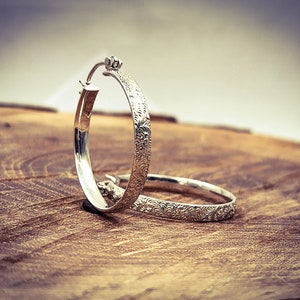 Sterling Silver Floral Pattern Hoops