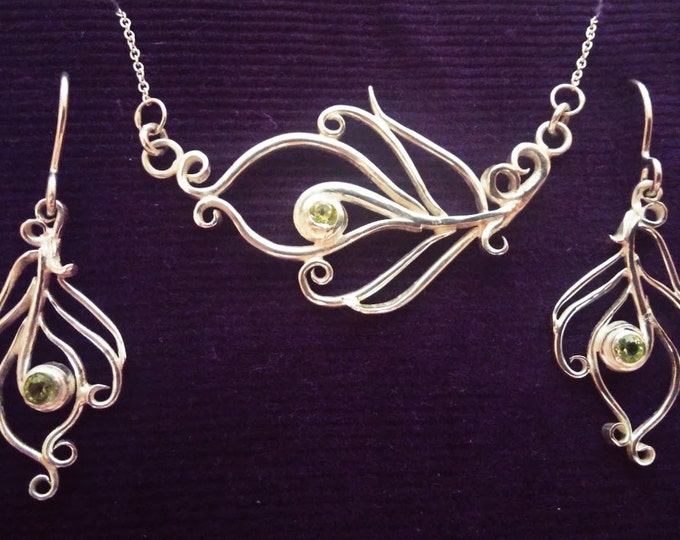 Feather Necklace and Earrings