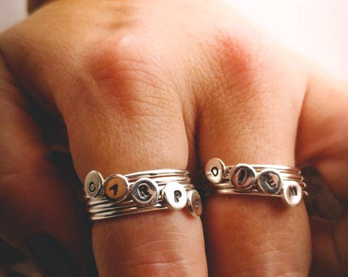 Stackable Silver Letter Rings